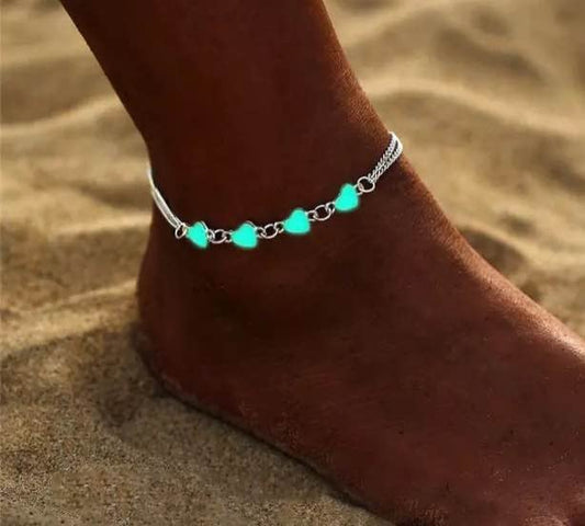 Luminous Beach Heart Anklet/Bracelet - Fashion Jewelry Glow In The Dark