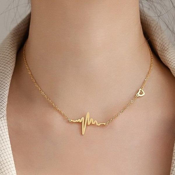 Heartbeat ECG, EKG with Heart Charm Necklace, Gift for Nurse, Doctor