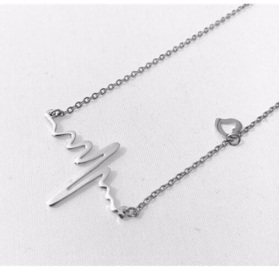 Heartbeat ECG, EKG with Heart Charm Necklace, Gift for Nurse, Doctor