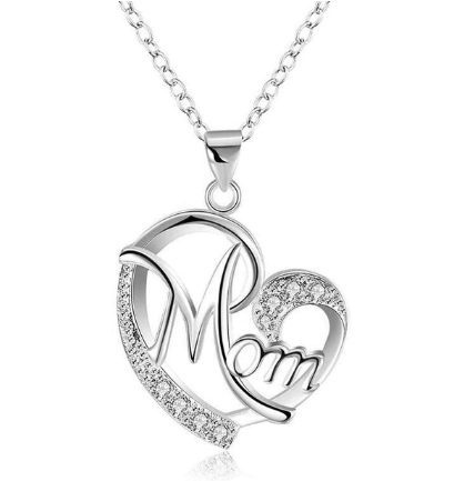 Love Heart Mom Charm Pendant Chain Necklace Great Gift Mother's Day