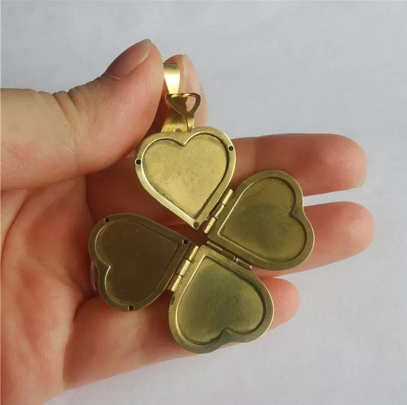 Four Photo Locket, Heart Shaped Locket Necklace Gold Jewelry