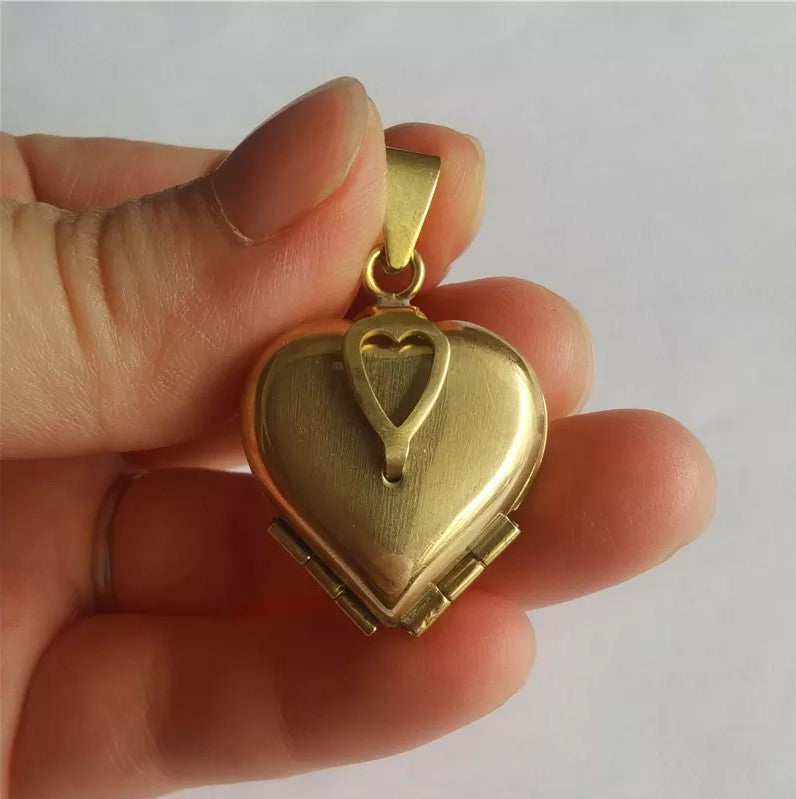 Four Photo Locket, Heart Shaped Locket Necklace Gold Jewelry