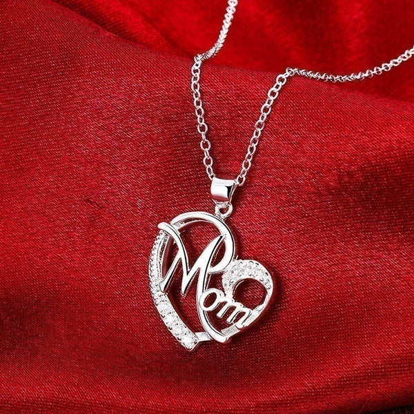 Love Heart Mom Charm Pendant Chain Necklace Great Gift Mother's Day