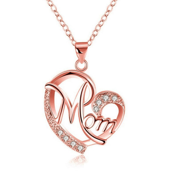 Love Heart Mom Charm Pendant Chain Necklace Great Gift Mother's Day