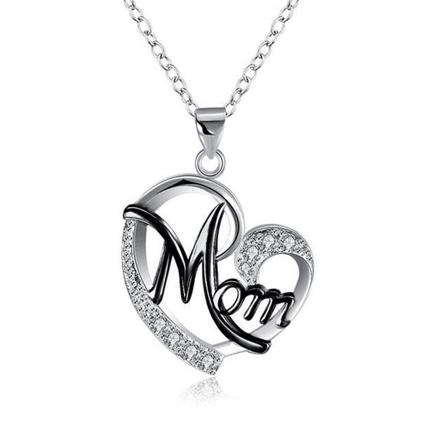 Love Heart Mom Charm Pendant Chain Necklace Great Gift Mother's Day