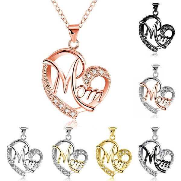 Love Heart Mom Charm Pendant Chain Necklace Great Gift Mother's Day