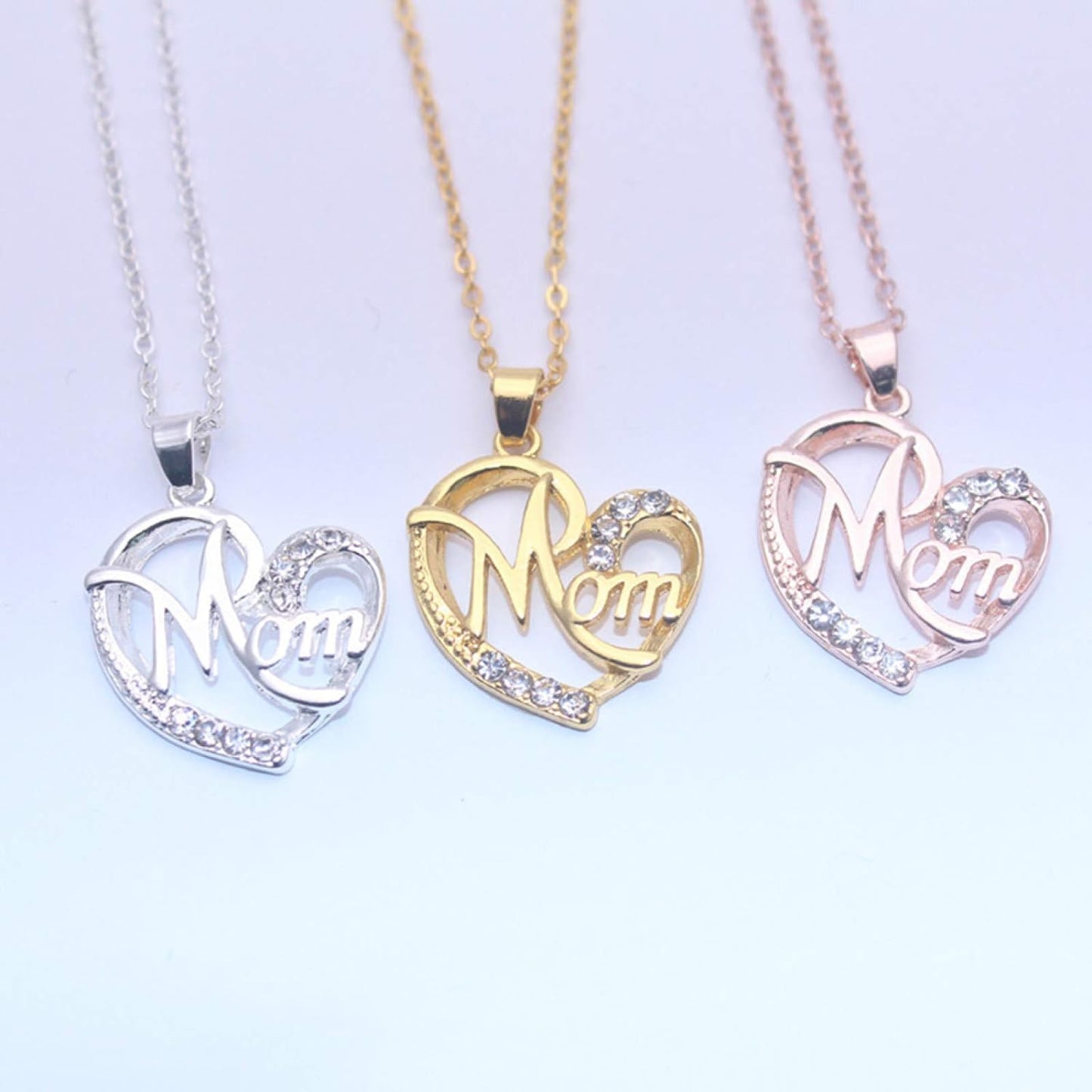 Love Heart Mom Charm Pendant Chain Necklace Great Gift Mother's Day