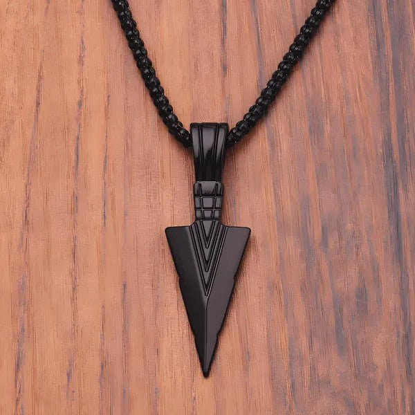 Arrowhead Mens Arrow Pendant Necklace 24" Chain - Native American Style