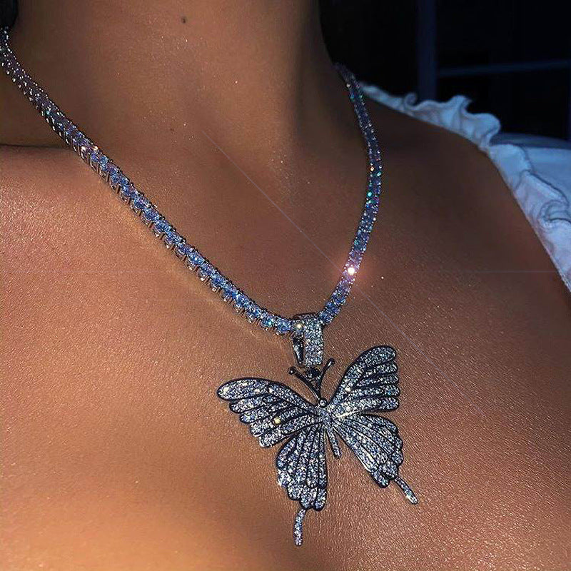 Choker Butterfly Necklace Tennis Chain New Statement Bling Sparkly, Gift