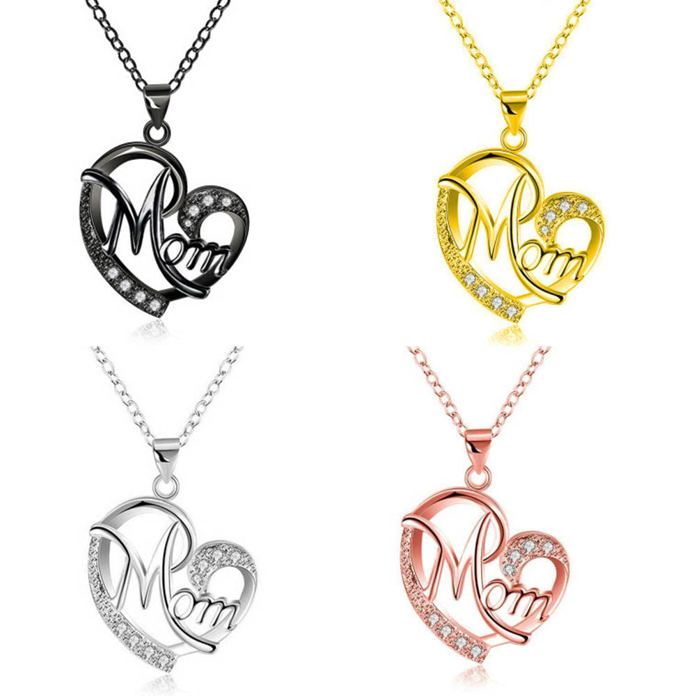 Love Heart Mom Charm Pendant Chain Necklace Great Gift Mother's Day