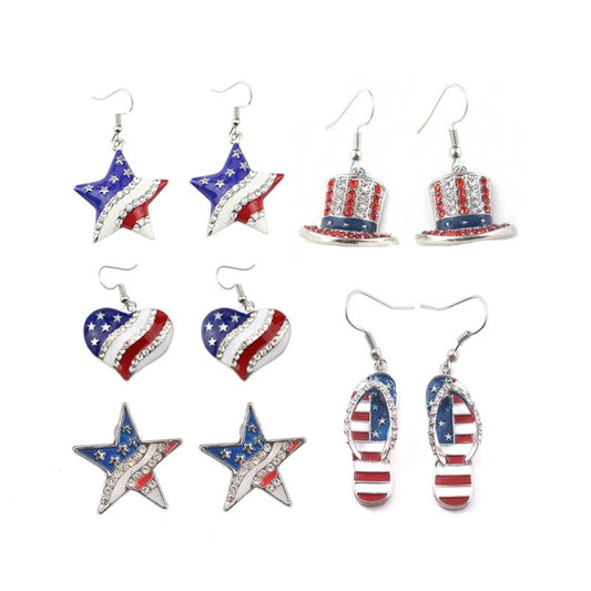 American Flag USA Earrings - America, Heart, Star, Sandal, Hat, Uncle Sam, 4th of July, Fourth of July, Independence Day